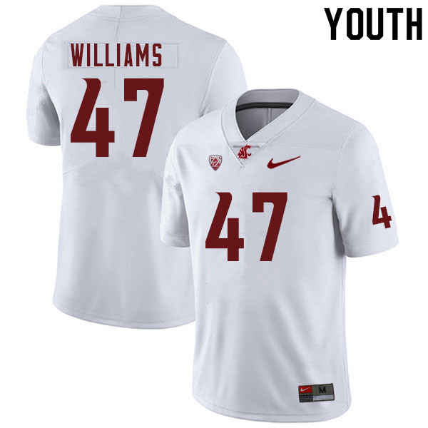 Youth #47 Tyler Williams Washington Cougars College Football Jerseys Sale-White - Click Image to Close